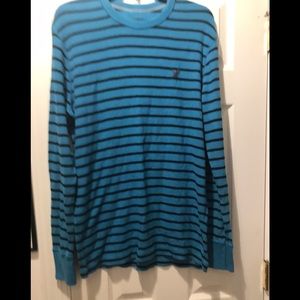 American Eagle Turquoise Stripe Shirt Medium